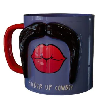 Pucker Up Cowboy Moustache Mug 18oz